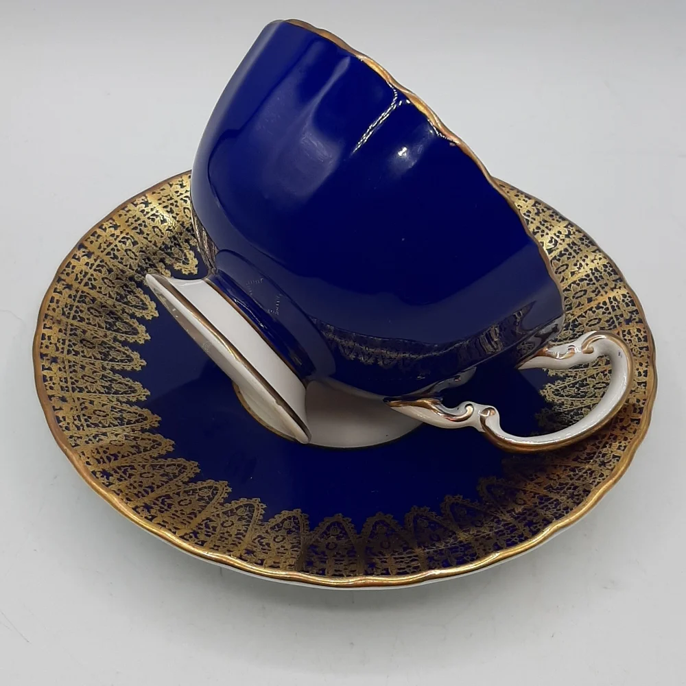 Vintage Aynsley Bone China Tea Cup and Saucer Cobalt Blue and Gold 2469 - Picture 2 of 10
